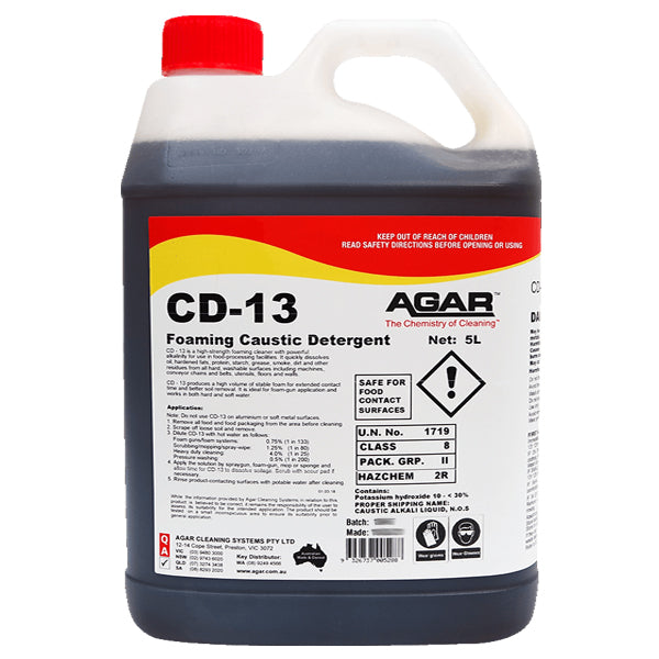 Agar | CD-13 Foaming Caustic Detergent 5Lt | Crystalwhite Cleaning Supplies Melbourne