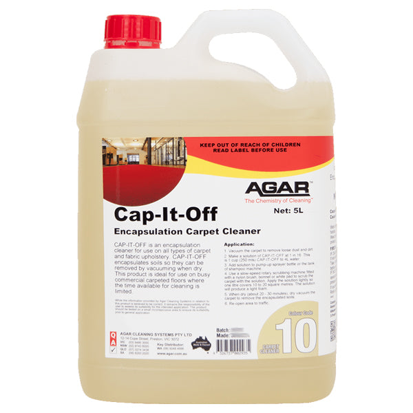 Agar | Cap It Off Encapsulation Carpet Cleaner 5Lt | Crystalwhite Cleaning Supplies Melbourne