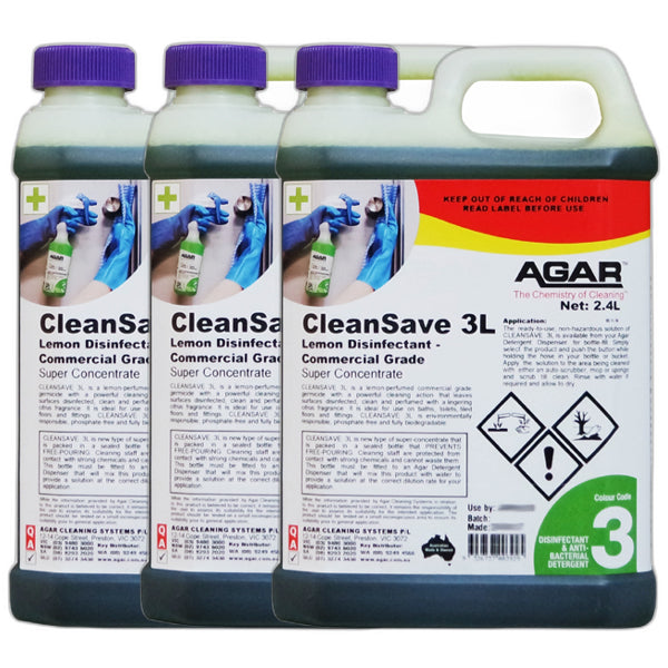 Agar | Agar CleanSave 3L Lemon Disinfectant- commercial Grade 2.4Lt Carton Quantity | Crystalwhite Cleaning Supplies Melbourne