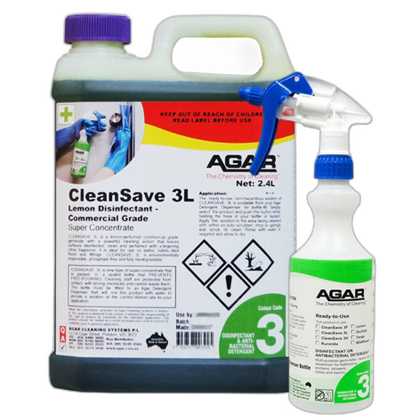 Agar | Agar CleanSave 3L Lemon Disinfectant- commercial Grade Group | Crystalwhite Cleaning Supplies Melbourne