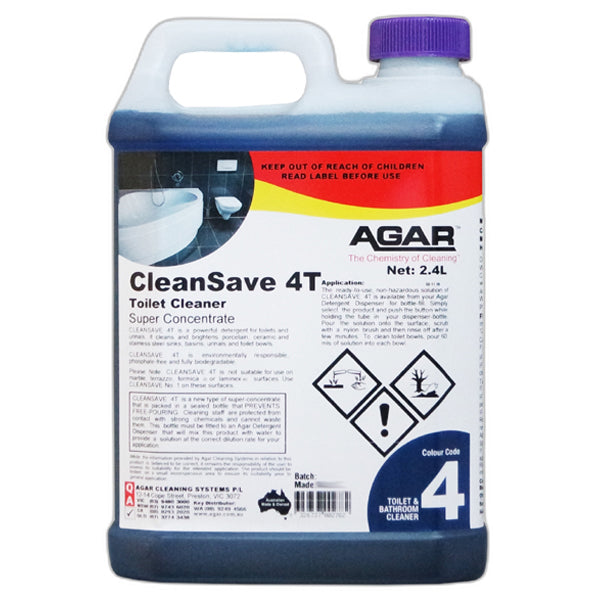 Agar | CleanSave 4T Toilet Cleaner 2.4Lt | Crystalwhite Cleaning Supplies Melbourne