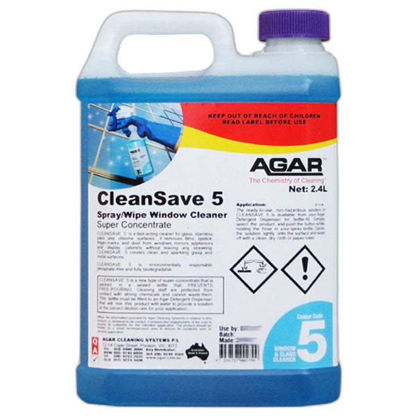 Agar | CleanSave 5 Spray and Wipe | Window Cleaner | Crystalwhite Cleaning Supplies Melbourne