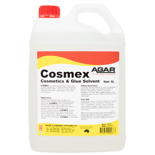 Agar | Cosmex Cosmetics and Glue Solvent 5Lt | Crystalwhite Cleaning Supplies Melbourne