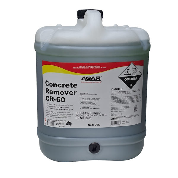 Agar | CR-60 Concrete Remover 20Lt | Crystalwhite Cleaning Supplies Melbourne