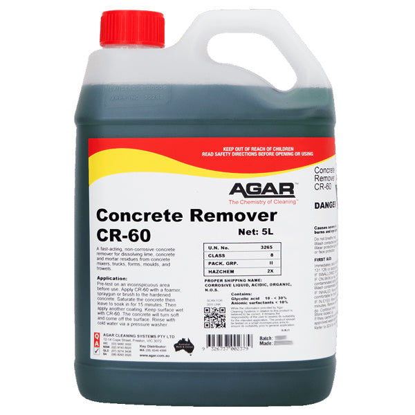 Agar | CR-60 Concrete Remover 5Lt | Crystalwhite Cleaning Supplies Melbourne