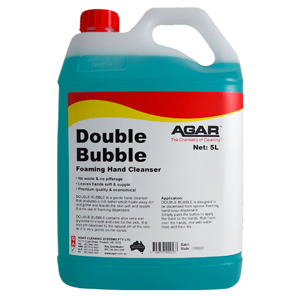 Agar | Double Bubble Foaming Hand Cleanser 5Lt | Crystalwhite Cleaning Supplies Melbourne