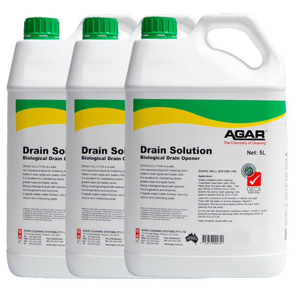 Agar | Drain Solution Biological Drain Opener 5Lt carton Quantity | Crystalwhite Cleaning Supplies Melbourne