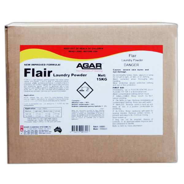 Agar | Flair Laundry powder 15Kg | Crystalwhite Cleaning Supplies Melbourne