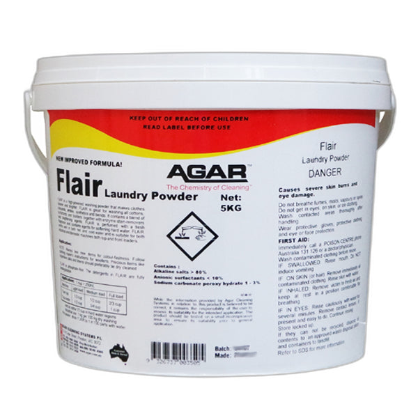 Agar | Flair Laundry powder 5Kg | Crystalwhite Cleaning Supplies Melbourne