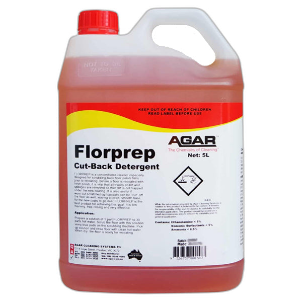 Agar | Florprep Cut Back Detergent 5Lt | Crystalwhite Cleaning Supplies Melbourne