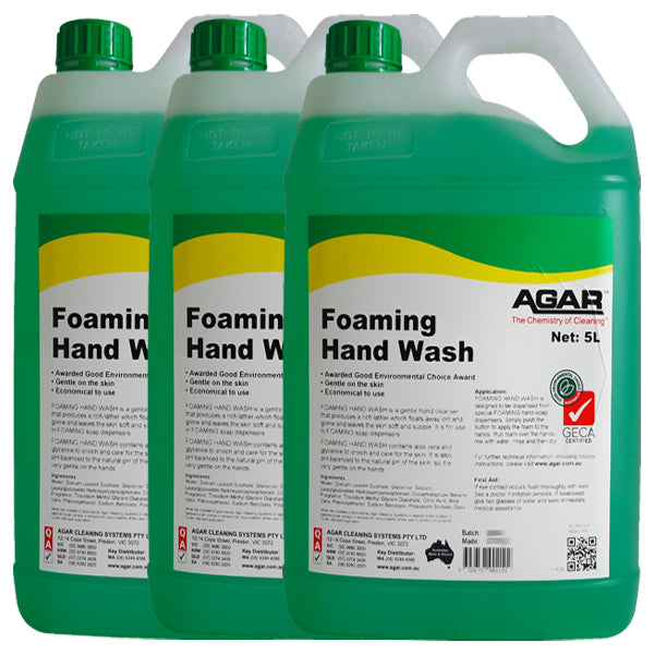 Agar | Foaming Hand Wash 5Lt Carton Quantity | Crystalwhite Cleaning Supplies Melbourne