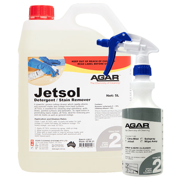 Agar | Agar Jetsol Detergent and Stain Remover | Crystalwhite Cleaning Supplies Melbourne