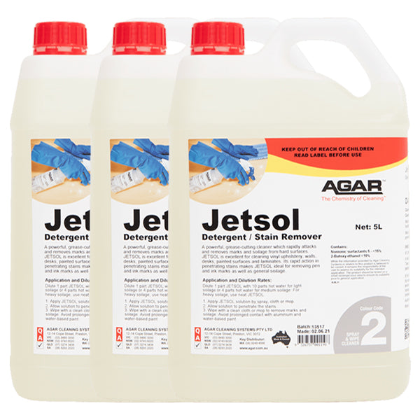 Agar | Agar Jetsol Detergent and Stain Remover Carton Quantity | Crystalwhite Cleaning Supplies Melbourne