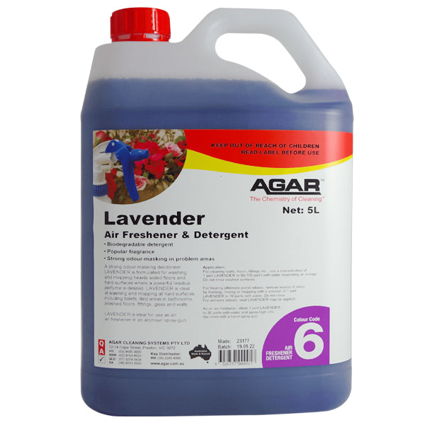 Agar | Lavender Detergent and Air Freshener 5Lt | Crystalwhite Cleaning Supplies Melbourne
