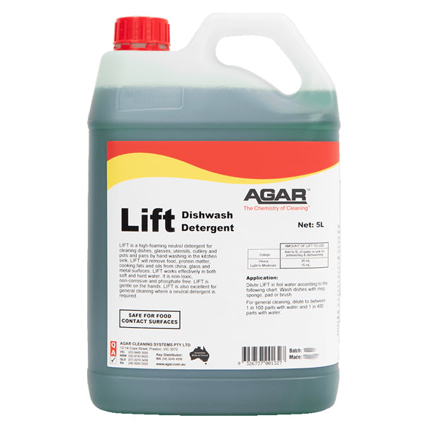 Agar | Lift Dishwashing Detergent 5Lt | Crystalwhite Cleaning Supplies Melbourne