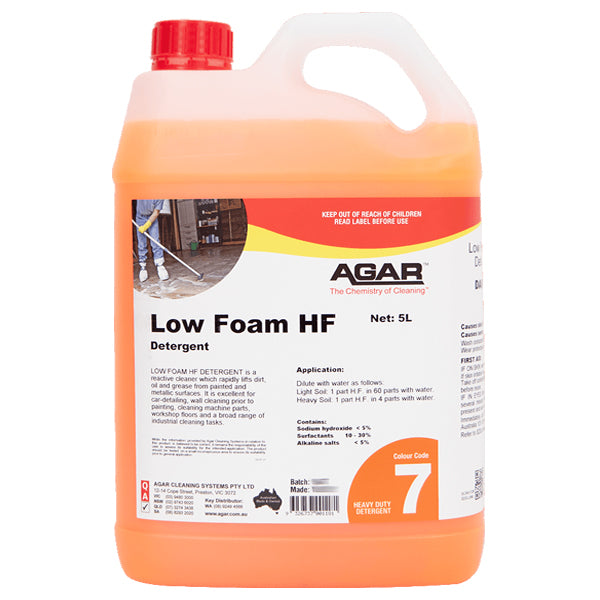 Agar | Low Foam HF Detergent 5Lt | Crystalwhite Cleaning Supplies Melbourne