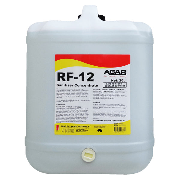 Agar | RF12 No Rinsing Sanitiser 20Lt | Crystalwhite Cleaning Supplies Melbourne