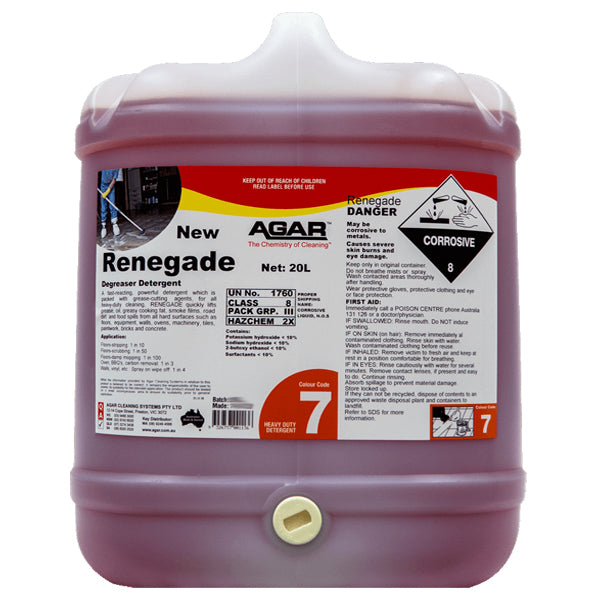 Agar | Renegade Degreaser Detergent 20Lt | Crystalwhite Cleaning Supplies Melbourne