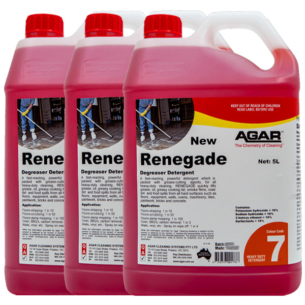 Agar | Renegade Degreaser Detergent Carton Quantity | Crystalwhite Cleaning Supplies Melbourne