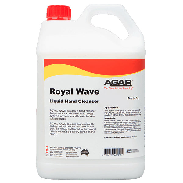 Agar | Royal Wave Liquid Hand Cleanser 5Lt | Crystalwhite Cleaning Supplies Melbourne
