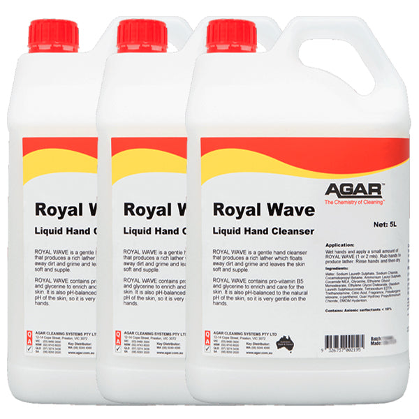 Agar | Royal Wave Liquid Hand Cleanser 5Lt Carton Quantity | Crystalwhite Cleaning Supplies Melbourne