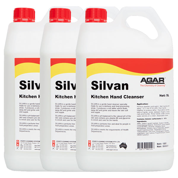 Agar | Silvan Kitchen Hand Cleanser 5Lt Carton Quantity | Crystalwhite Cleaning Supplies Melbourne