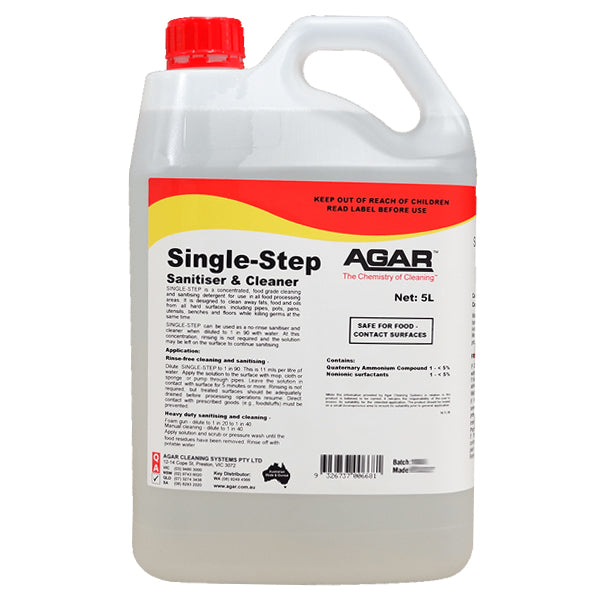 Agar | Single Step Sanitiser and Cleaner 5Lt | Crystalwhite Cleaning Supplies Melbourne