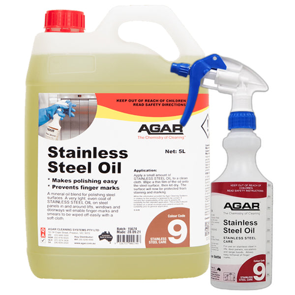 Agar | Stainless Steel Oil Group | Crystalwhite Cleaning Supplies Melbourne