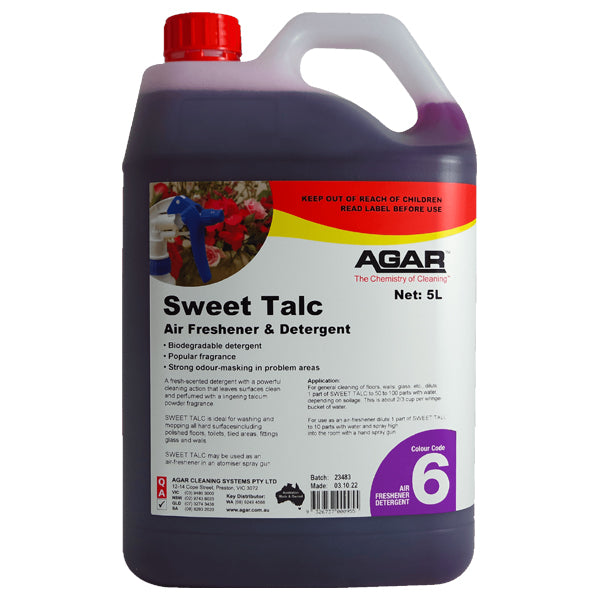 Agar | Sweet Talc Detergent and Air Freshener 5Lt | Crystalwhite Cleaning Supplies Melbourne