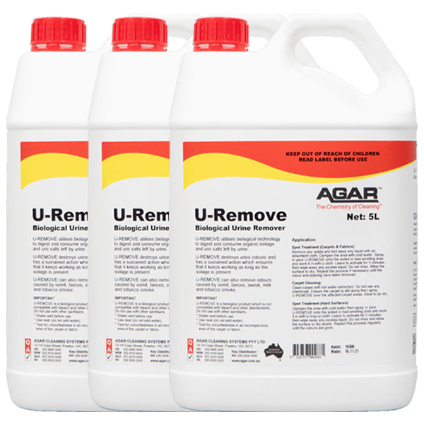 Agar | U_Remove Biological Urine Remover 5Lt Carton Quantity | Crystalwhite Cleaning Supplies Melbourne