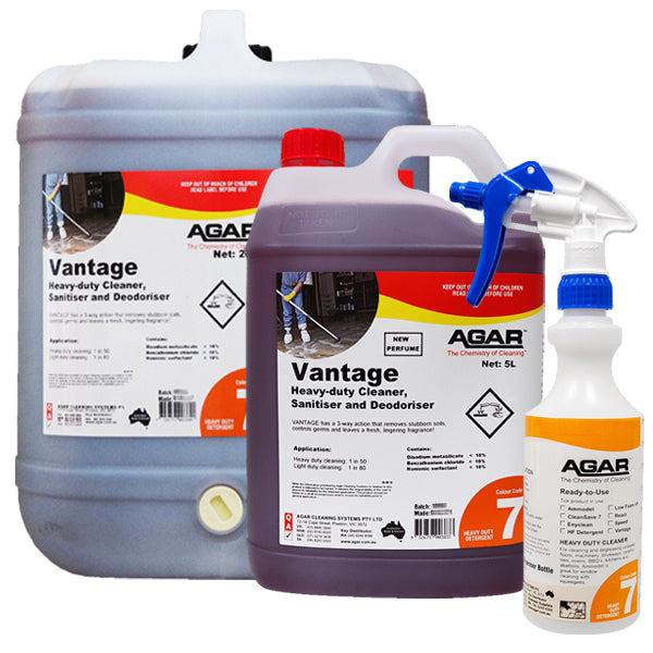 Agar | Vantage 3 in 1 Detergent, Sanitiser and Deodoriser Group | Crystawhite Cleaning Supplies Melbourne