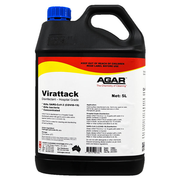 Agar | Virattack Hospital Grade Disinfectant 5Lt | Crystalwhite Cleaning Supplies Melbourne