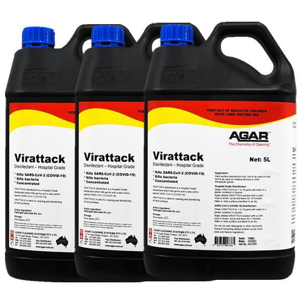 Agar | Virattack Hospital Grade Disinfectant 5Lt Carton Quantity | Crystalwhite Cleaning Supplies Melbourne