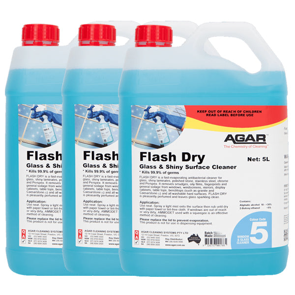 Agar | Flash Dry Window Cleaner 5Lt Carton Quantity | Crystalwhite Cleaning Supplies Melbourne