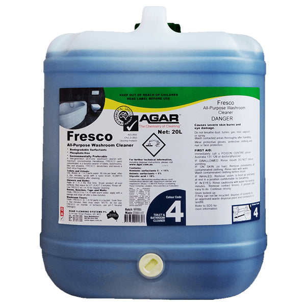Agar | Fresco All in One Washroom Cleaner BIODEGRADABLE 20Lt | Crystalwhite Cleaning Supplies Melbourne
