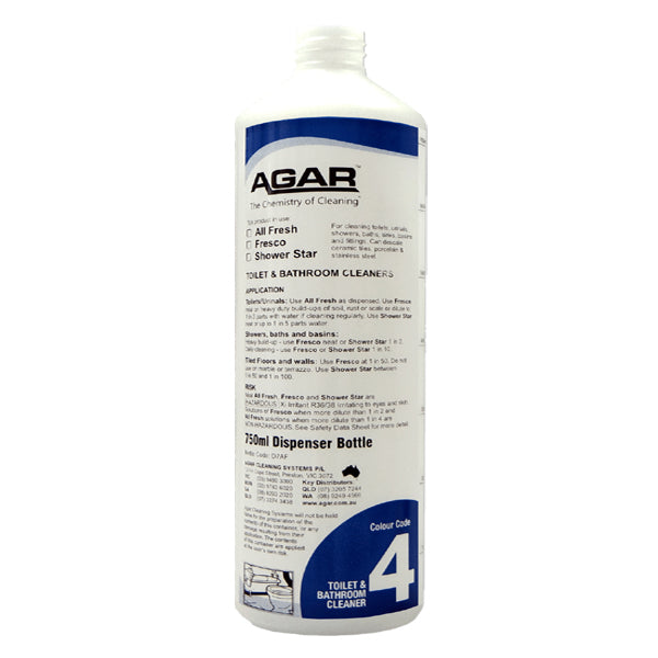 Agar | Fresco All in One Washroom Cleaner BIODEGRADABLE 750ml Dispenser Bottle | Crystalwhite Cleaning Supplies Melbourne