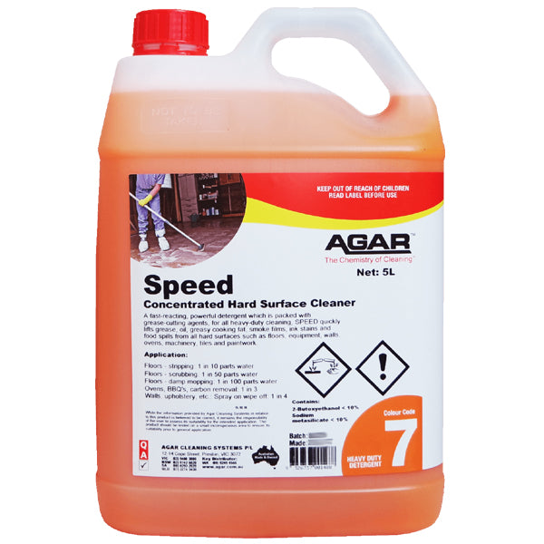 Agar | Speed Concentrated Hard Surface Cleaner 5Lt | Crystalwhite Cleaning Supplies Melbourne