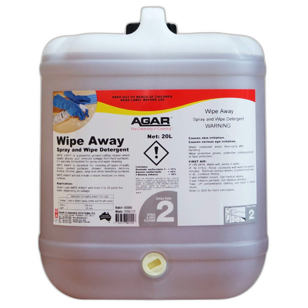 Agar | Wipe Away Spray and Wipe 20Lt | Crystalwhite Cleaning Supplies Melbourne