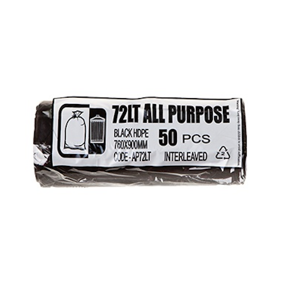 Austar | All Purpose 72Lt Black Bin Liners Rolls | Crystalwhite Cleaning Supplies Melbourne