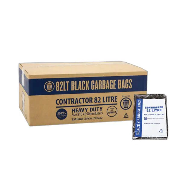 Contractor 82Lt Black Bin Liners | 250 Bags