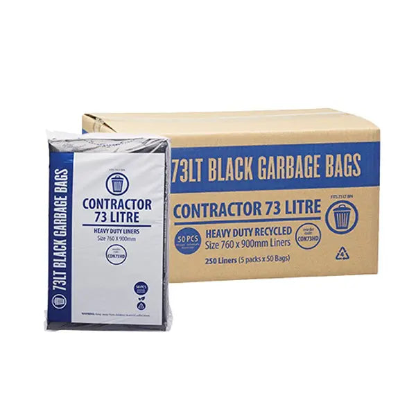 Contractor 73Lt Black Bin Liners | 250 Bags