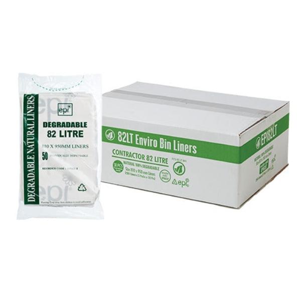 Austar Packaging | Na100% Degradable EPI 82 Lt Rubbish Bin Bags Liner | Crystalwhite Cleaning Supplies Melbourne
