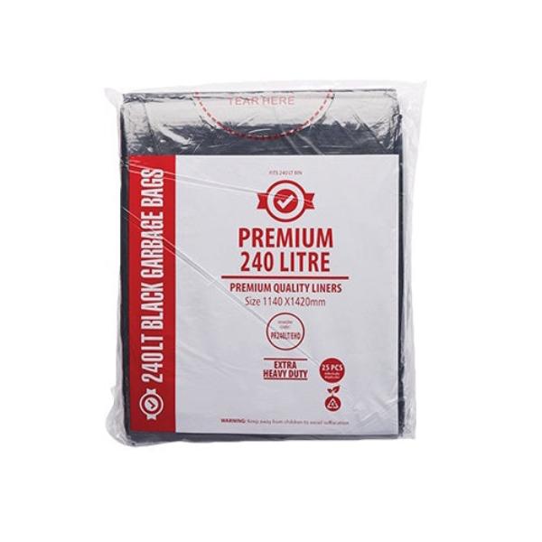 Austar Packaging | Premium Extra Heavy Duty 240Lt Black Bin Liners | Crystalwhite Cleaning Supplies Melbourne