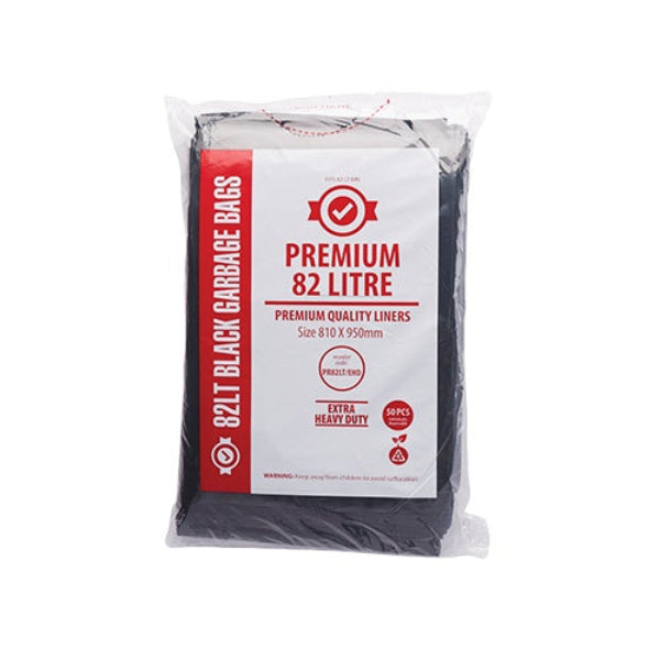 Austar Packaging | Premium 82Lt Extra Heavy Duty Black Rubbish Bin Liners Inner | Crystalwhite Cleaning Supplies Melbourne