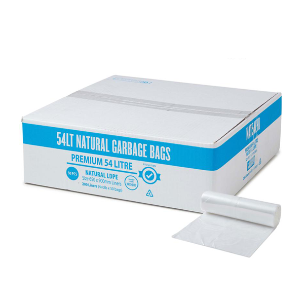 Premium Clear EHD 54Lt Rubbish Bin Liner | Crystalwhite Cleaning Supplies Melbourne