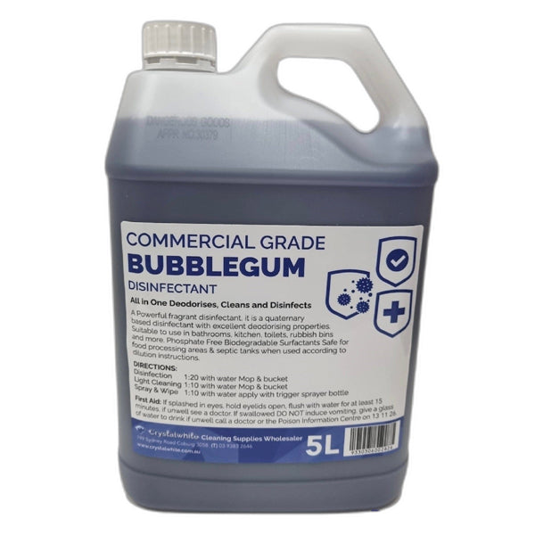 Crystalwhite Cleaning Supplies | Bubble Gum Commercial Grade Disinfectant 5Lt | Crystalwhite Cleaning Supplies Melbourne