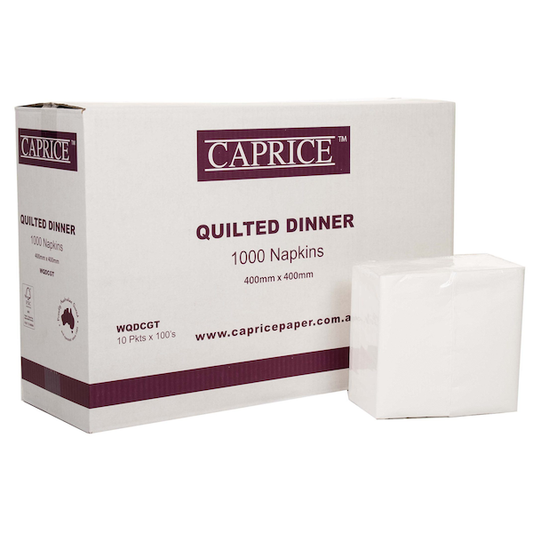 Caprice | Quilted Dinner Napkin 2 Ply GT Fold | Crystalwhite Cleaning Supplies Melbourne