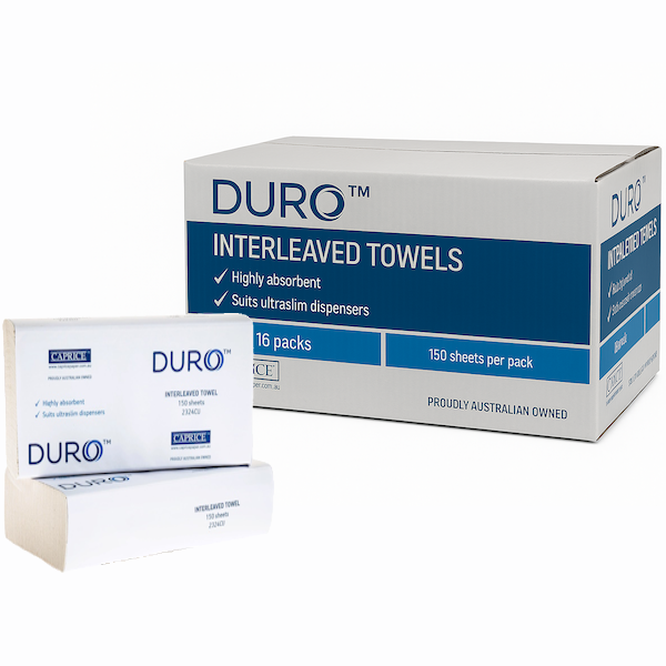 Caprice Duro | Interleaved Hand Towel 24 X 23cm 2400 Sheets | Crystalwhite Cleaning Supplies Melbourne