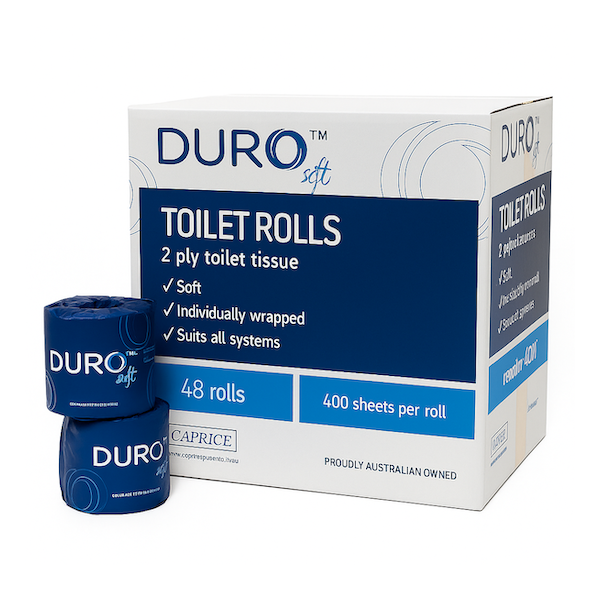 Caprice | Duro Toilet Paper 2 ply 400 Sheets 48 Rolls | Crystalwhite Cleaning Supplies Melbourne
