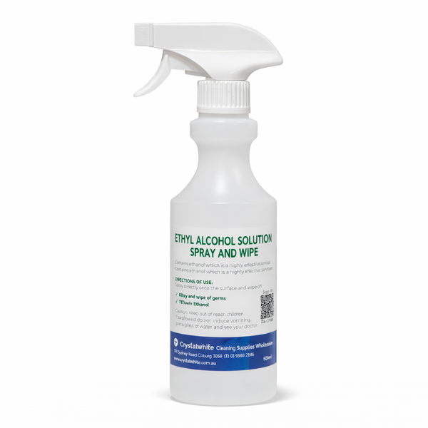 Crystalwhite | Ethyle Alcohol Solution Spray and Wipe 500ml | Crystalwhite Cleaning Supplies Melbourne